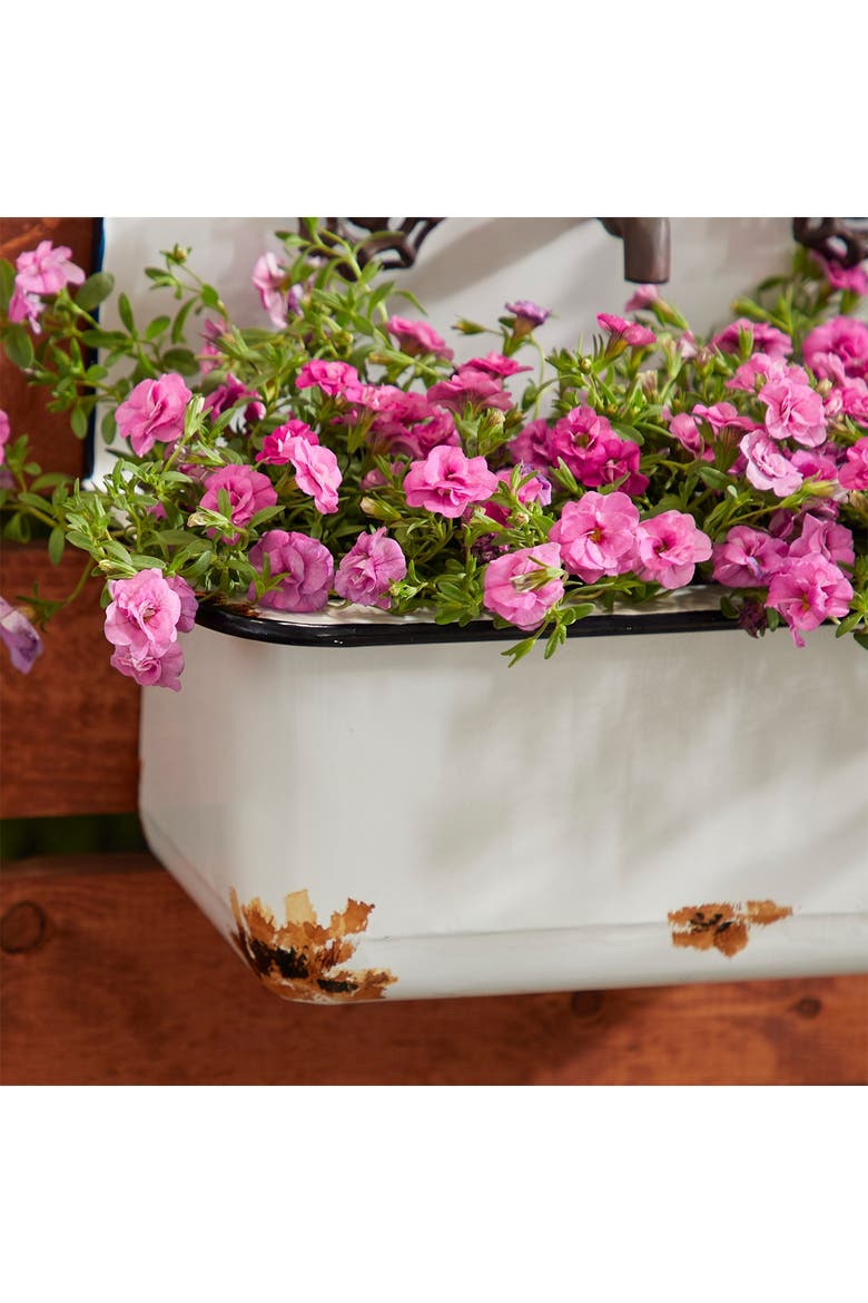 White Metal Indoor Outdoor Sink Wall Planter - Set of 2, Alternate, color, WHITE