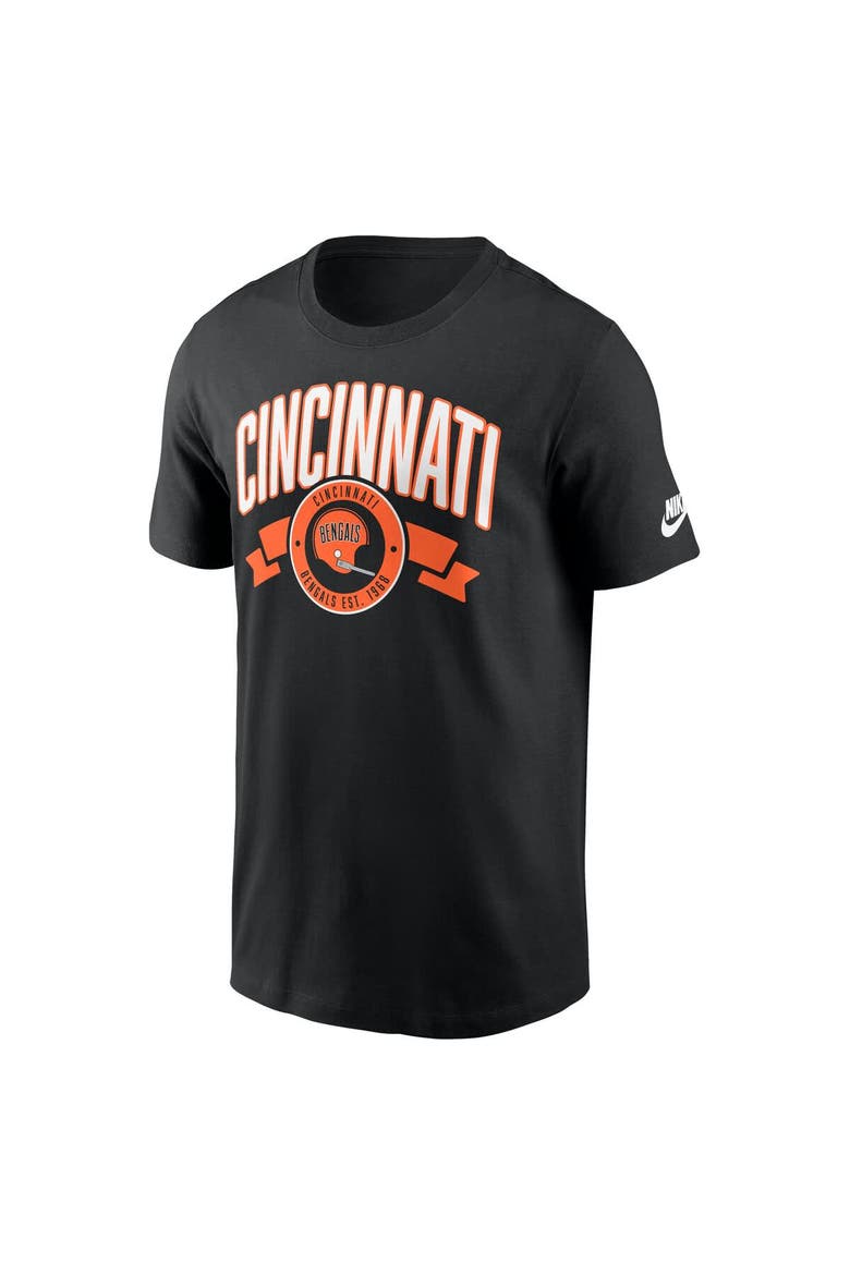 Men's Nike Black Cincinnati Bengals Rewind Front and Back Hit Essential T-Shirt, Alternate, color, Black