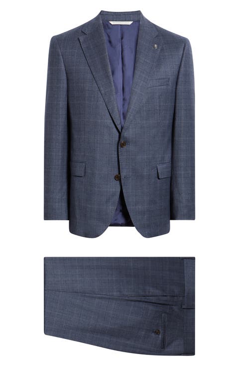 Esprit Contemporary Fit Mid Blue Check Super 110s Wool Suit