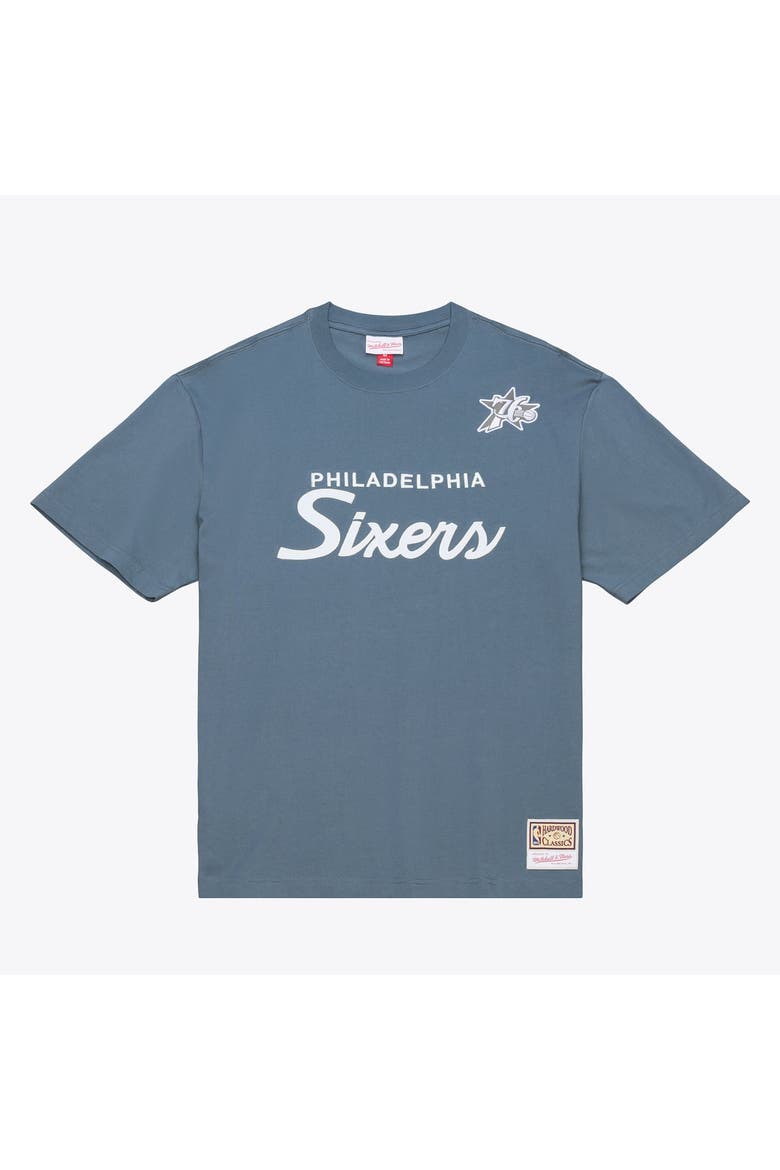 Men's Mitchell & Ness  Gray Philadelphia 76ers Thunderstorm Short Sleeve T-Shirt, Main, color, Gray