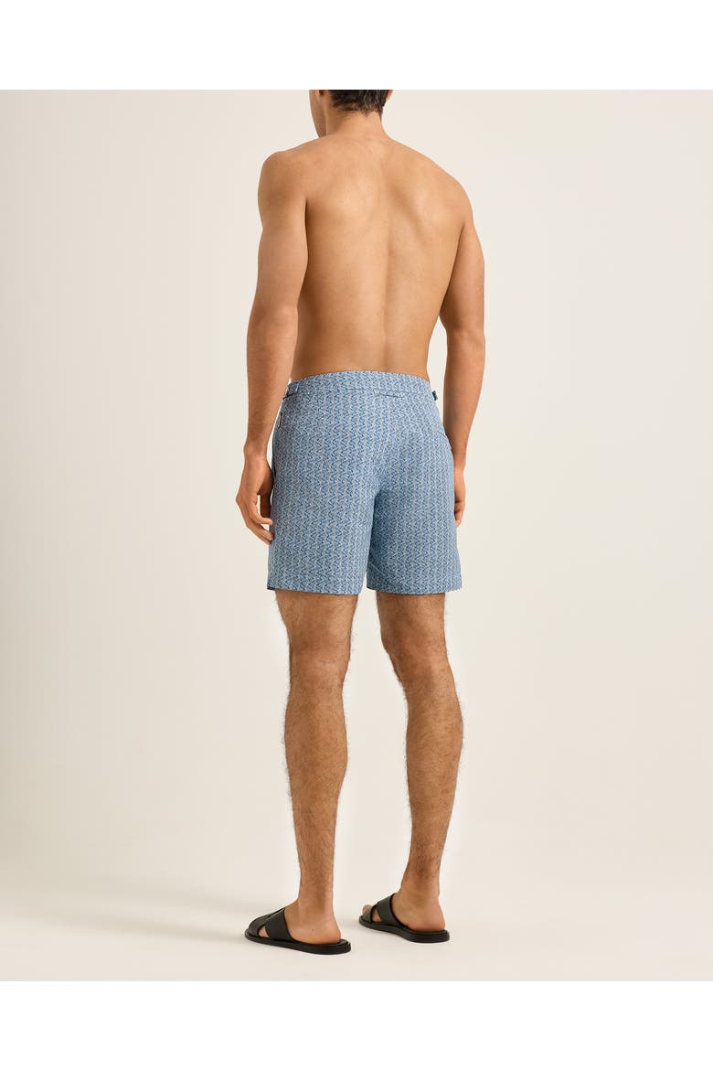 Bulldog Exclusive-Print Mid-Length Swim Shorts, Alternate, color, LIGHT SALTWATER BLUE