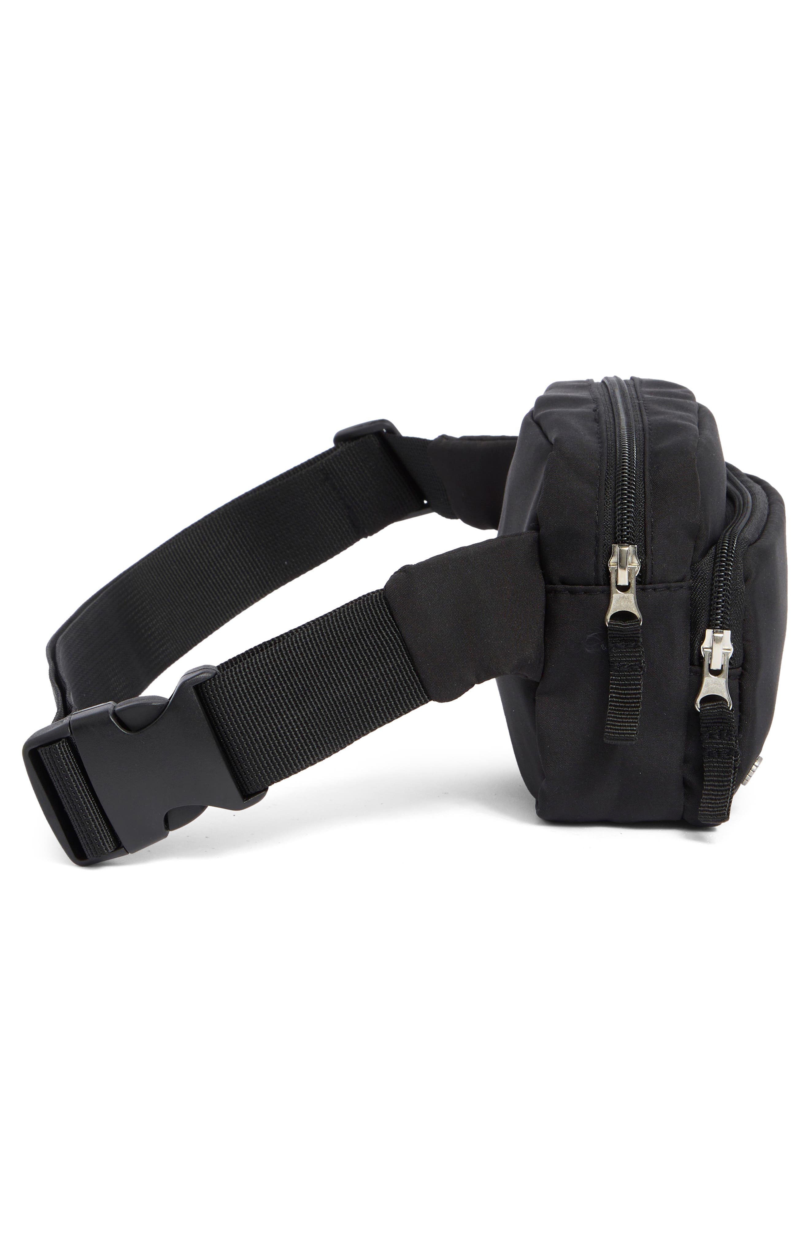 Double Zip Belt Bag, Alternate, color, BLACK
