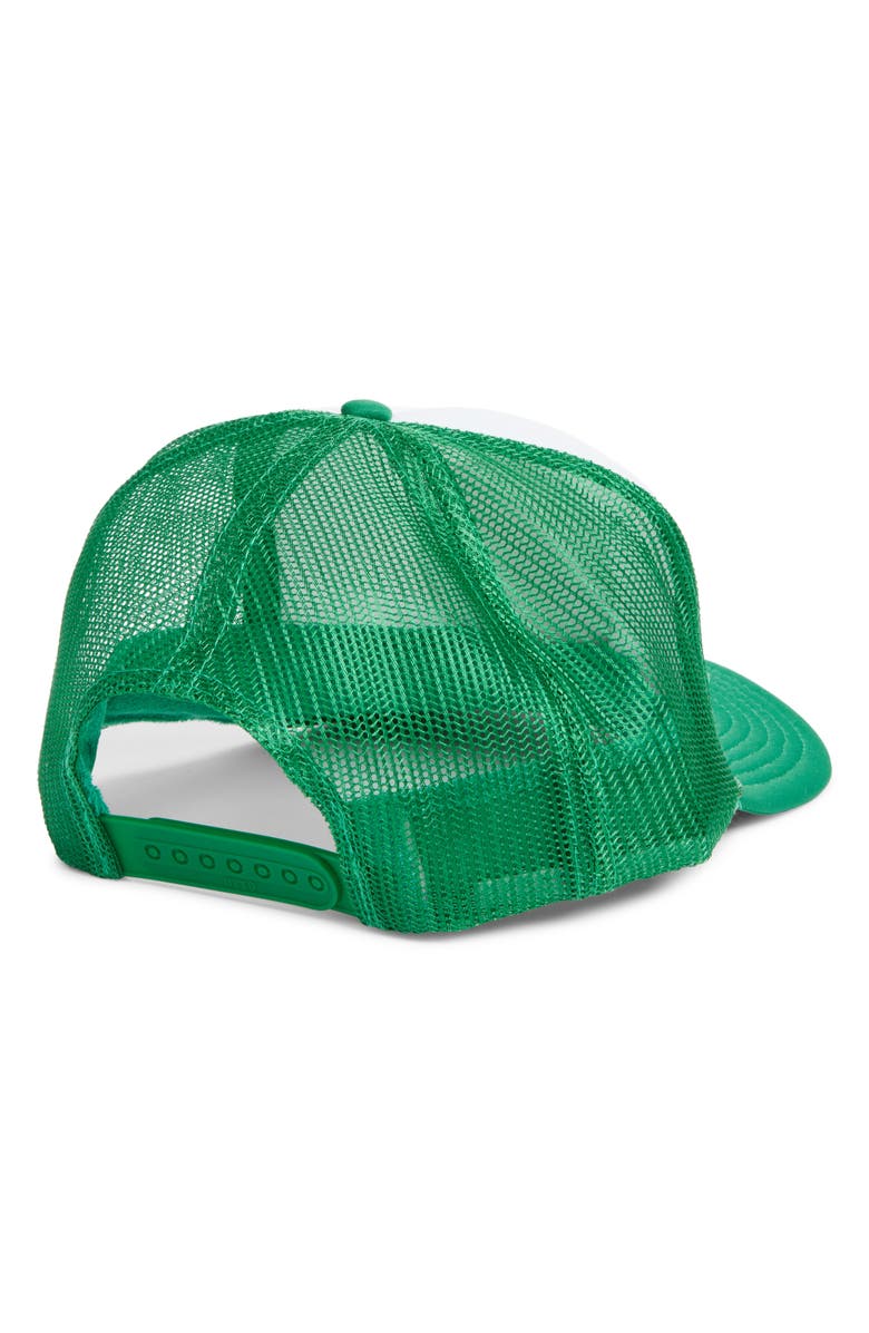 Friday Feelin’ Pau Hana Surf Patch Trucker Hat, Alternate, color, Green Split