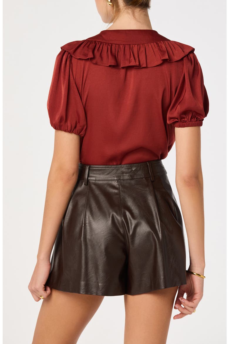 Zayne Ruffle Satin Top, Alternate, color, RUST
