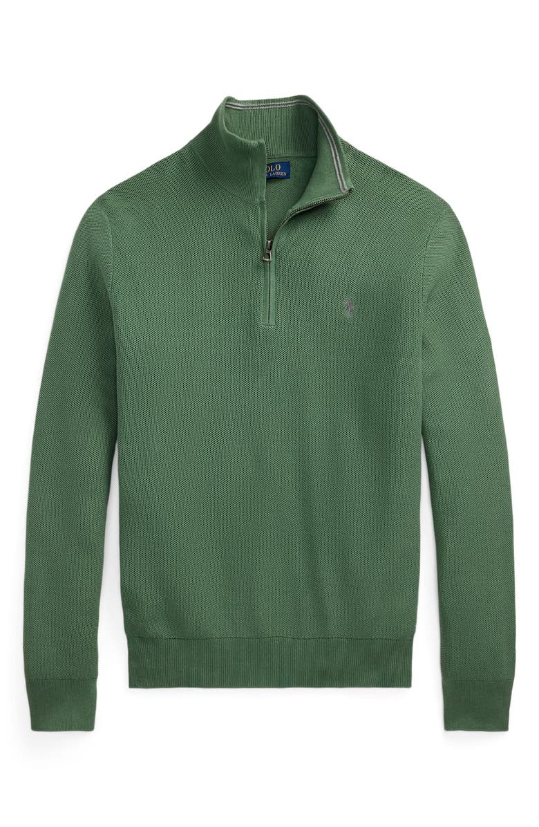 Polo Ralph Lauren Solid Cotton Piqué Quarter Zip Sweater, Alternate, color, 