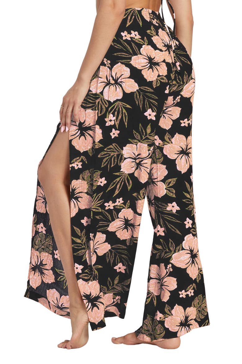 Split Spirit Floral Wide Leg Pants, Alternate, color, BLACK SANDS