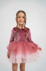 Mini Celebrities Luna Long Sleeve Velvet Tutu Dress