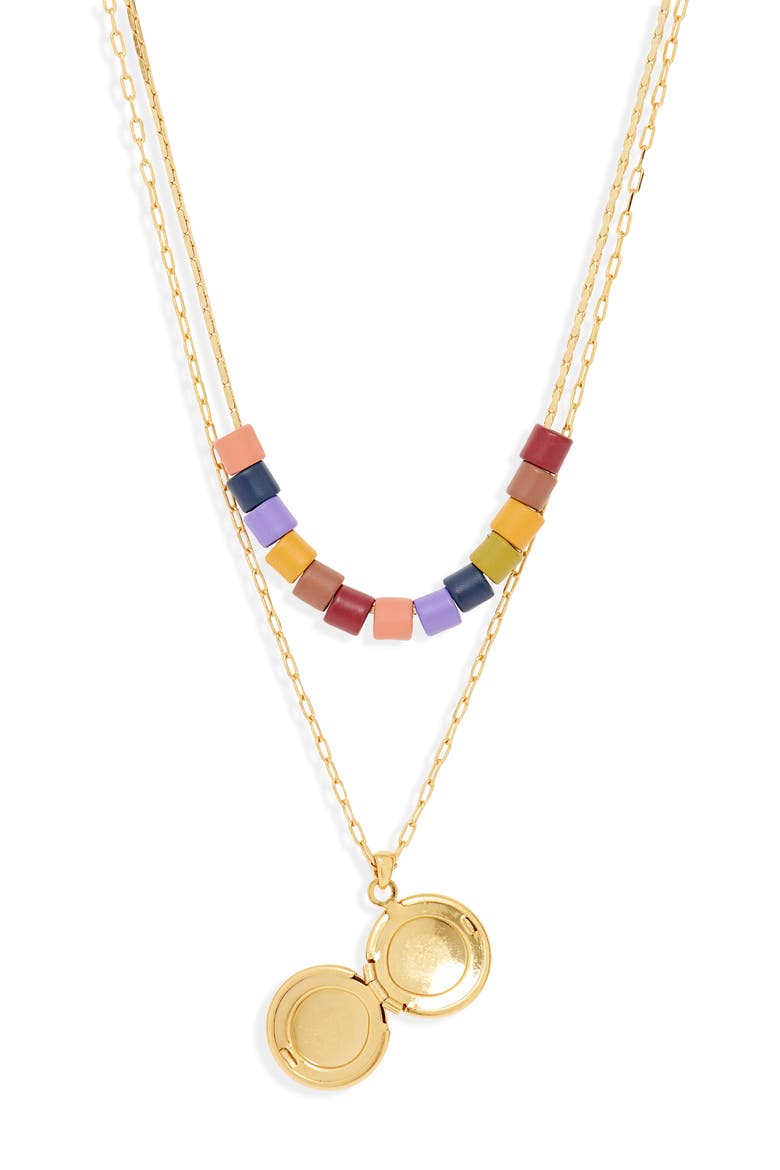 Set of 2 Rainbow Beaded Locket Necklaces, Alternate, color, RAINBOW MULTI