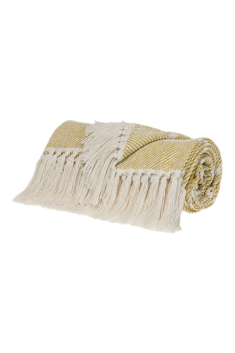 Mio Stripe Fringe Throw Blanket, Alternate, color, YELLOW