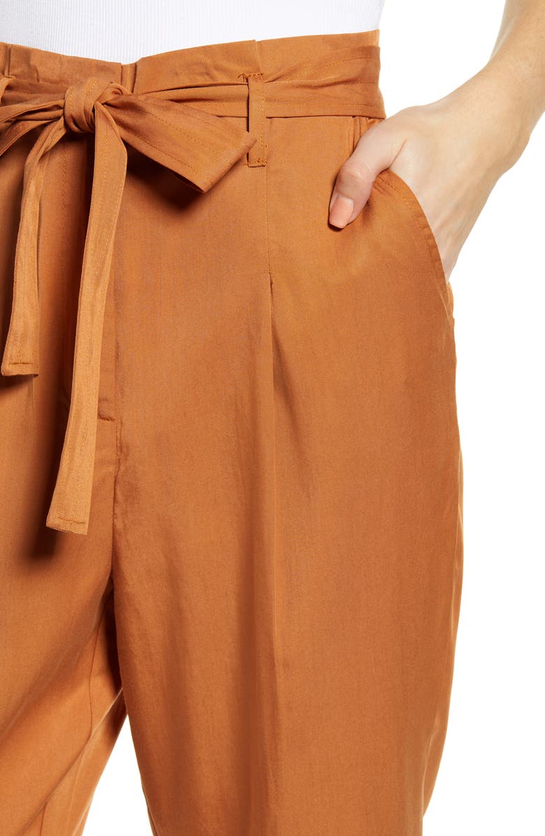 Lira Clothing Rita Tie Waist Crop Pants, Alternate, color, Brown