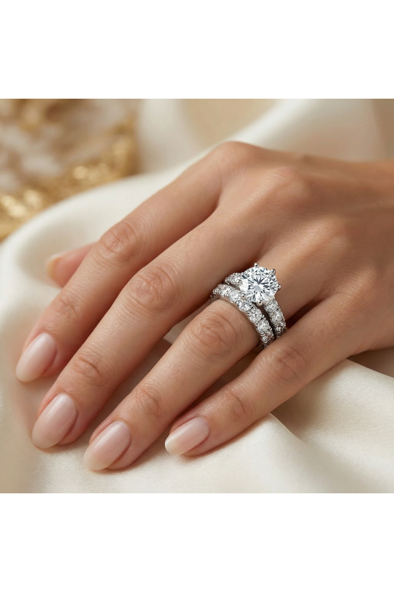 VS 6 Ct Diamond Engagement Wedding Ring Set in 10k Gold Lab Grown, Alternate, color, 10k Yellow Gold