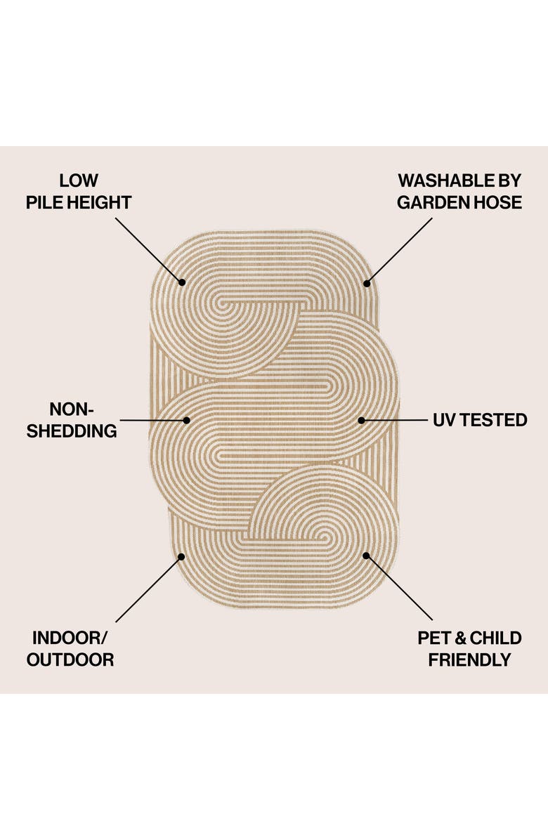 JONATHAN Y Margot Modern Geometric Arch Stripe Indoor/Outdoor Shaped Area Rug, Alternate, color, Cream/Natural