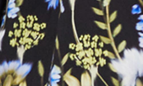 City Chic Lilliana Floral Long Sleeve Shirtdress In Black