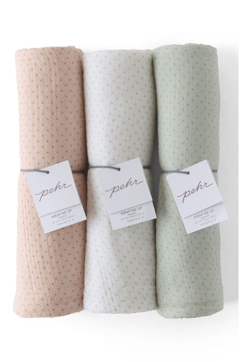 Pin Dot Organic Cotton Swaddle, Alternate, color, PIN DOT PEBBLE