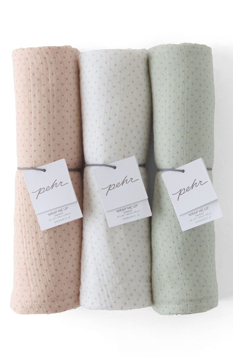 Pehr Pin Dot Organic Cotton Swaddle, Alternate, color, Pin Dot Pebble