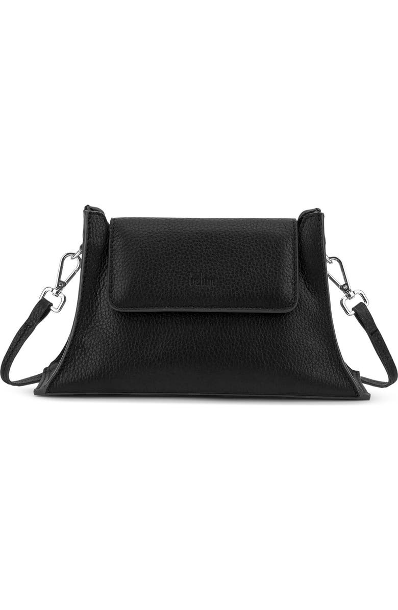 behno Mini Winnie Pebble Leather Crossbody Bag, Main, color, Black