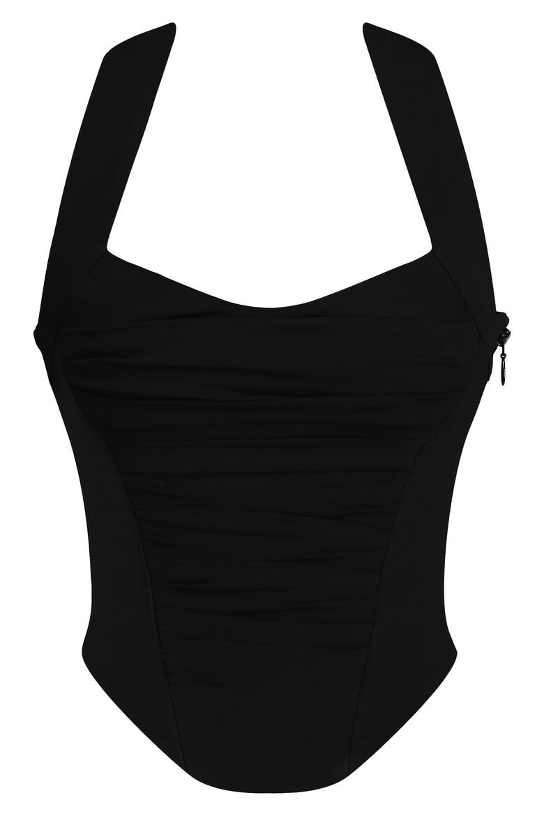 Sahar Crepe Corset Top, Alternate, color, BLACK