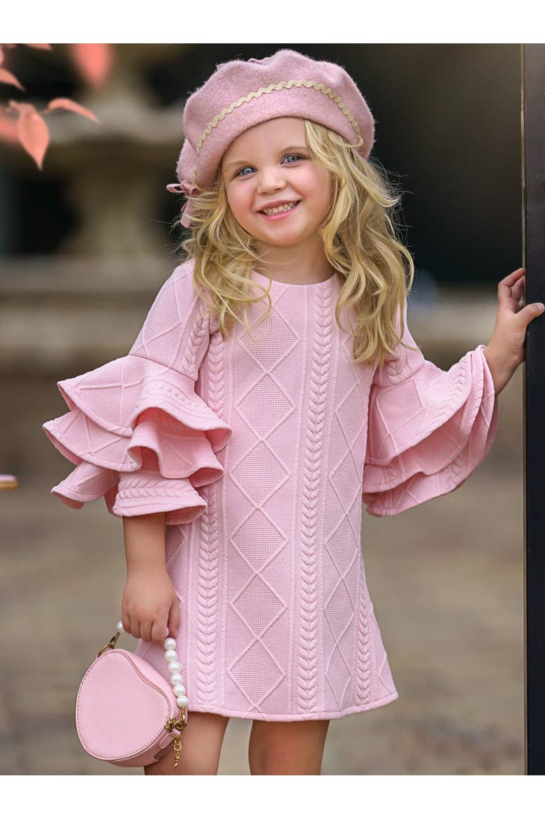Best Pick  Ruffle Sleeve Sweater Dress, Alternate, color, Pink
