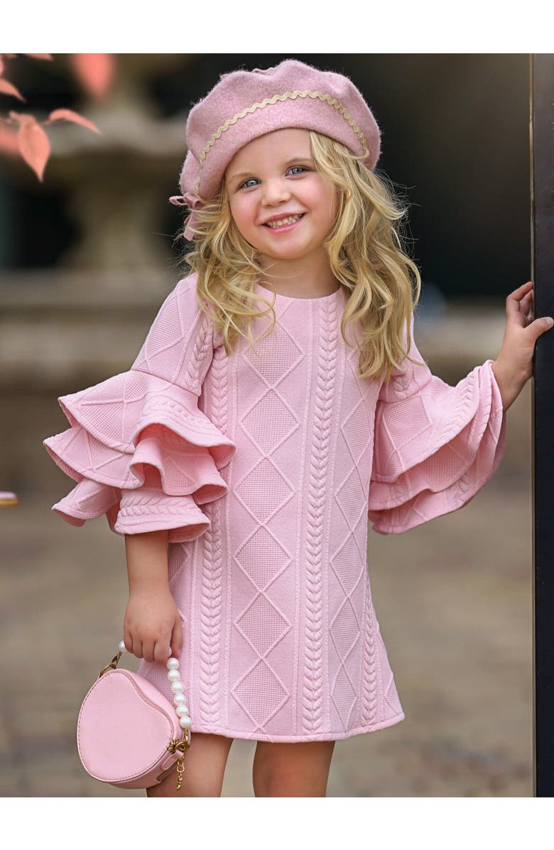 Mia Belle Girls Best Pick Ruffle Sleeve Sweater Dress, Alternate, color, Pink