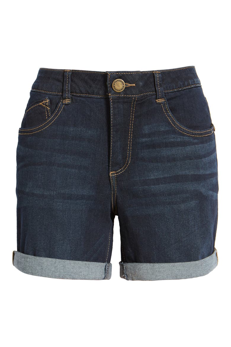 'Ab'Solution Cuffed Denim Shorts (Nordstrom Exclusive), Alternate, color, INDIGO