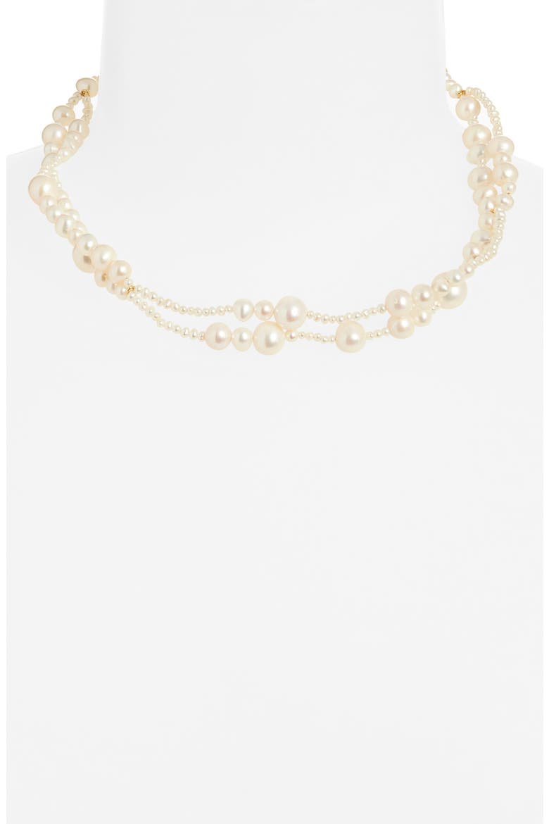 Layered Freshwater Pearl Necklace, Alternate, color, 18CT GOLD PLATED
