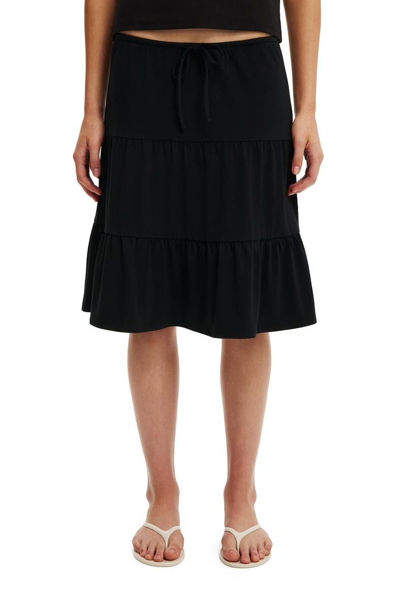 Women's Maple Tiered Midi Skirt, Main, color, Black