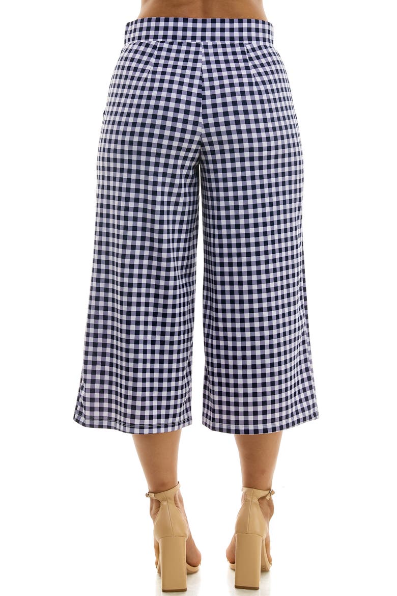 Gingham Crop Wide Leg Pants, Alternate, color, NAVY WHITE