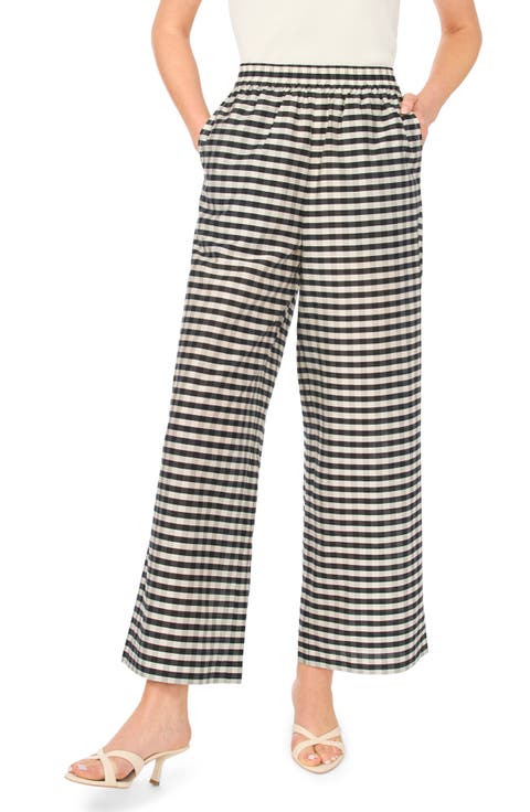 Delia Check Print Wide Leg Pants