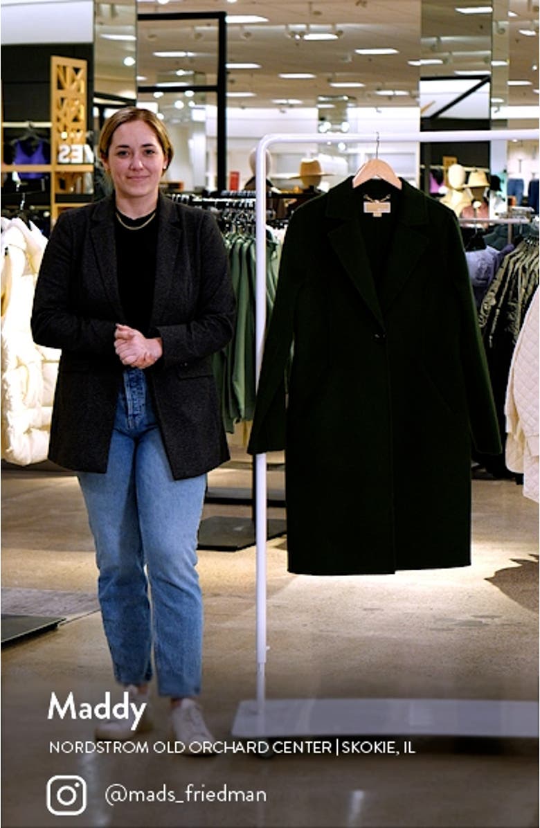 Notched Collar Longline Wool Blend Coat, sales video thumbnail