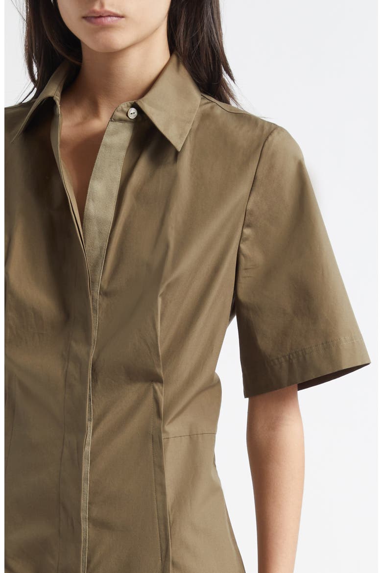 Canvas Tape Flare Shirtdress, Alternate, color, MOSS SMOKE