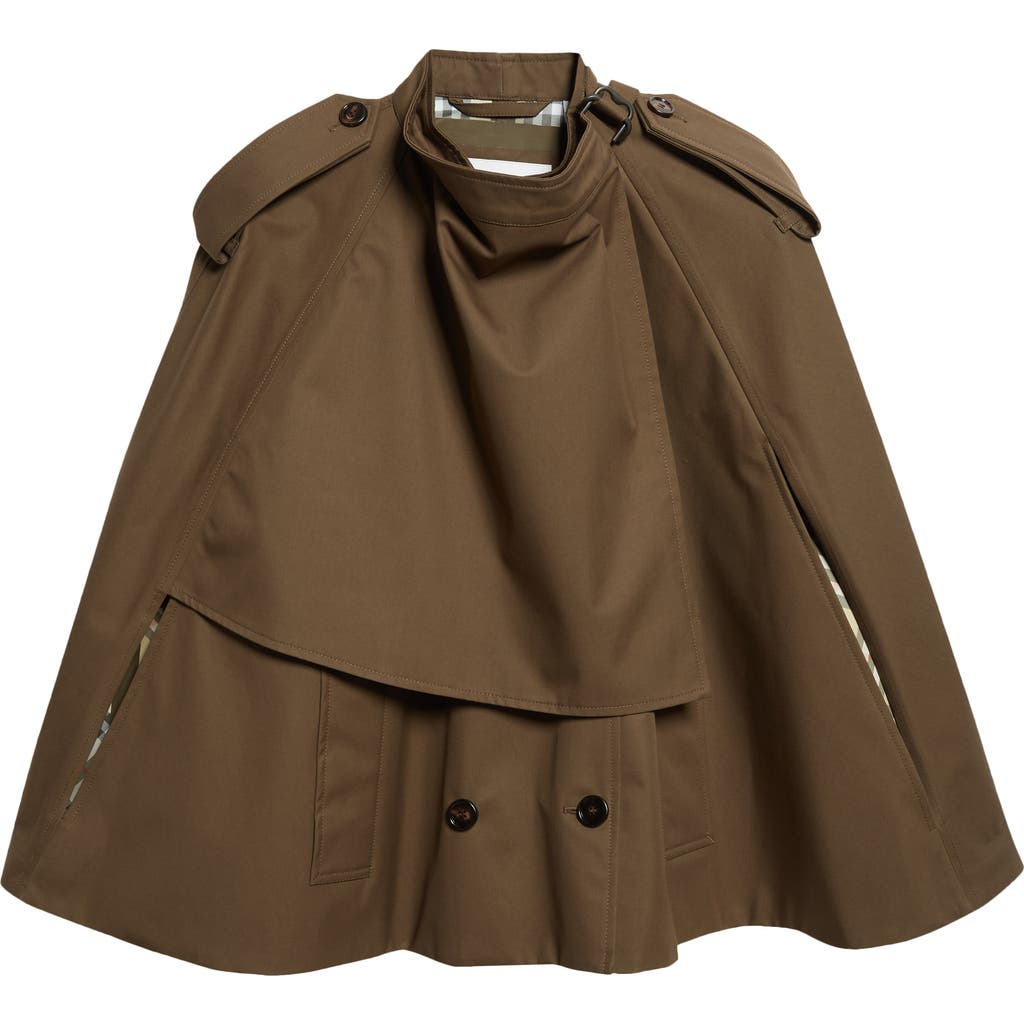 Burberry Trench Cape Coat In Brown
