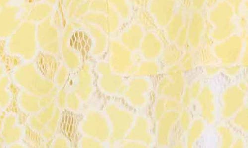 Nicole Miller Short Sleeve Lace Button-up Shirt In Yellow