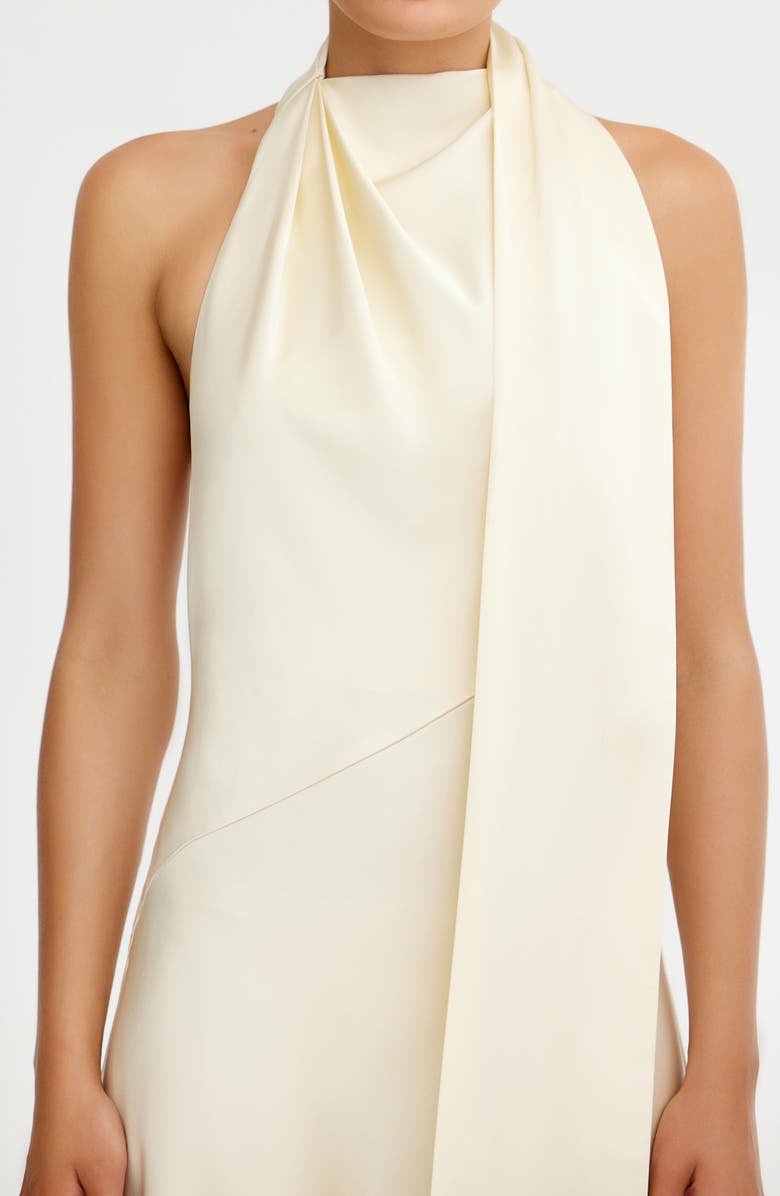 Significant Other Adriana Open Back Satin Halter Gown, Alternate, color, Pearl