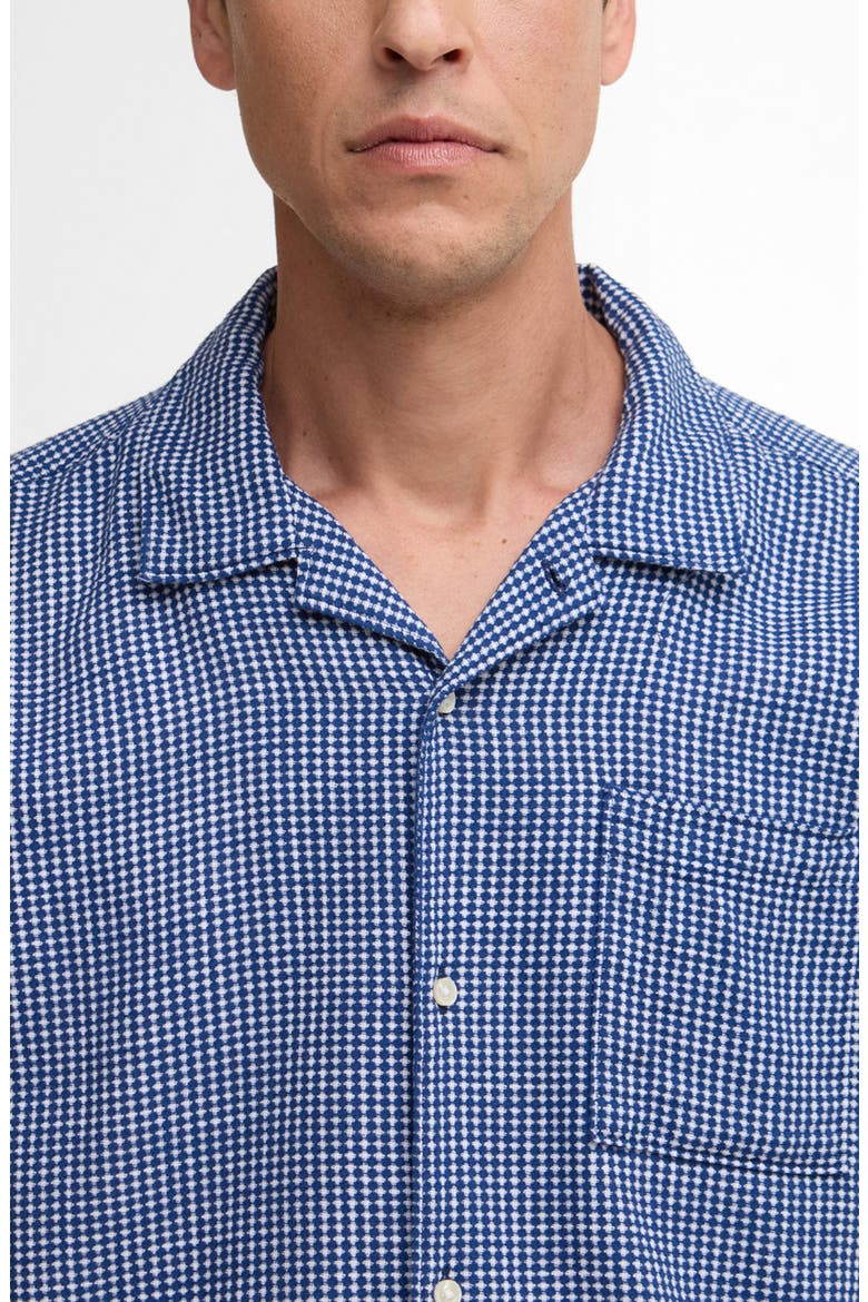 Rudbek Geo Jacquard Cotton Camp Shirt, Alternate, color, NAVY