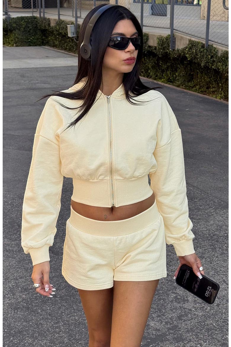 Daytime Crop Front Zip Hoodie, Alternate, color, BUTTERCREAM