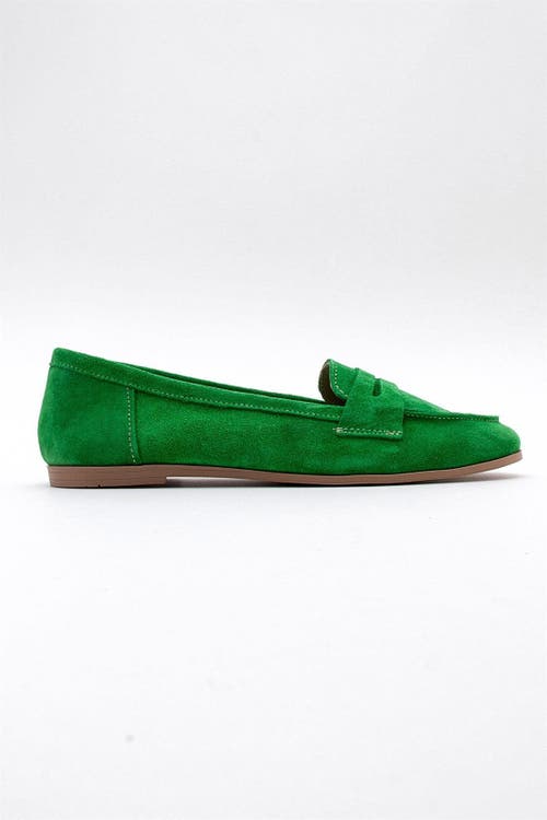 Forever & Always Shoes Dorothy Leather Loafer In Green Suede Leather
