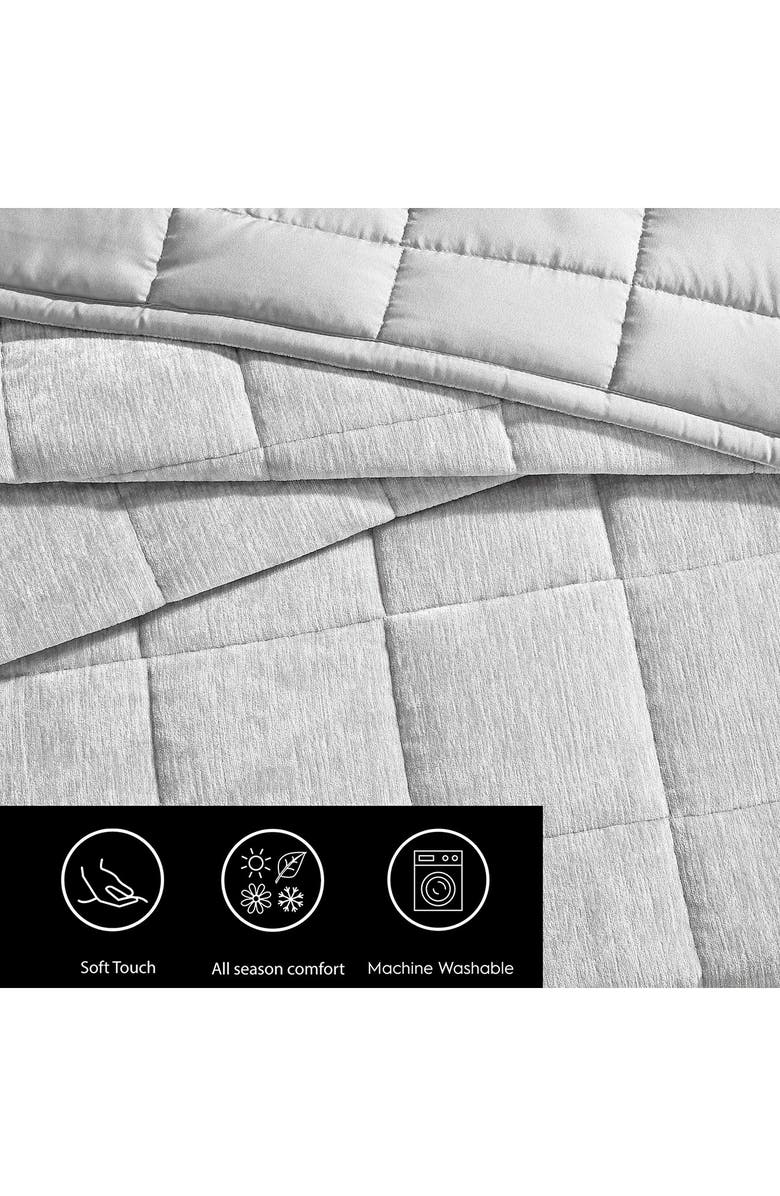 Vera Wang Chenille Box Quilt Set, Alternate, color, Silver Grey