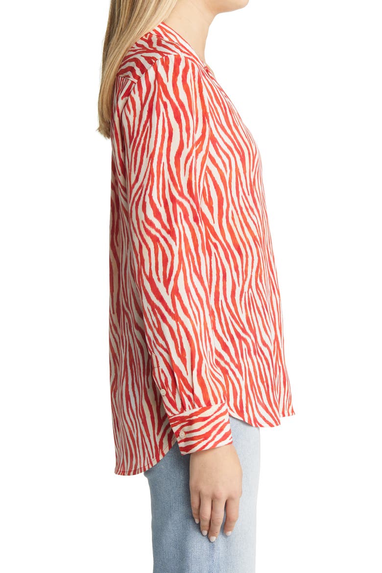 Zesty Zebra Long Sleeve Silk Camp Shirt, Alternate, color, TRULY RED