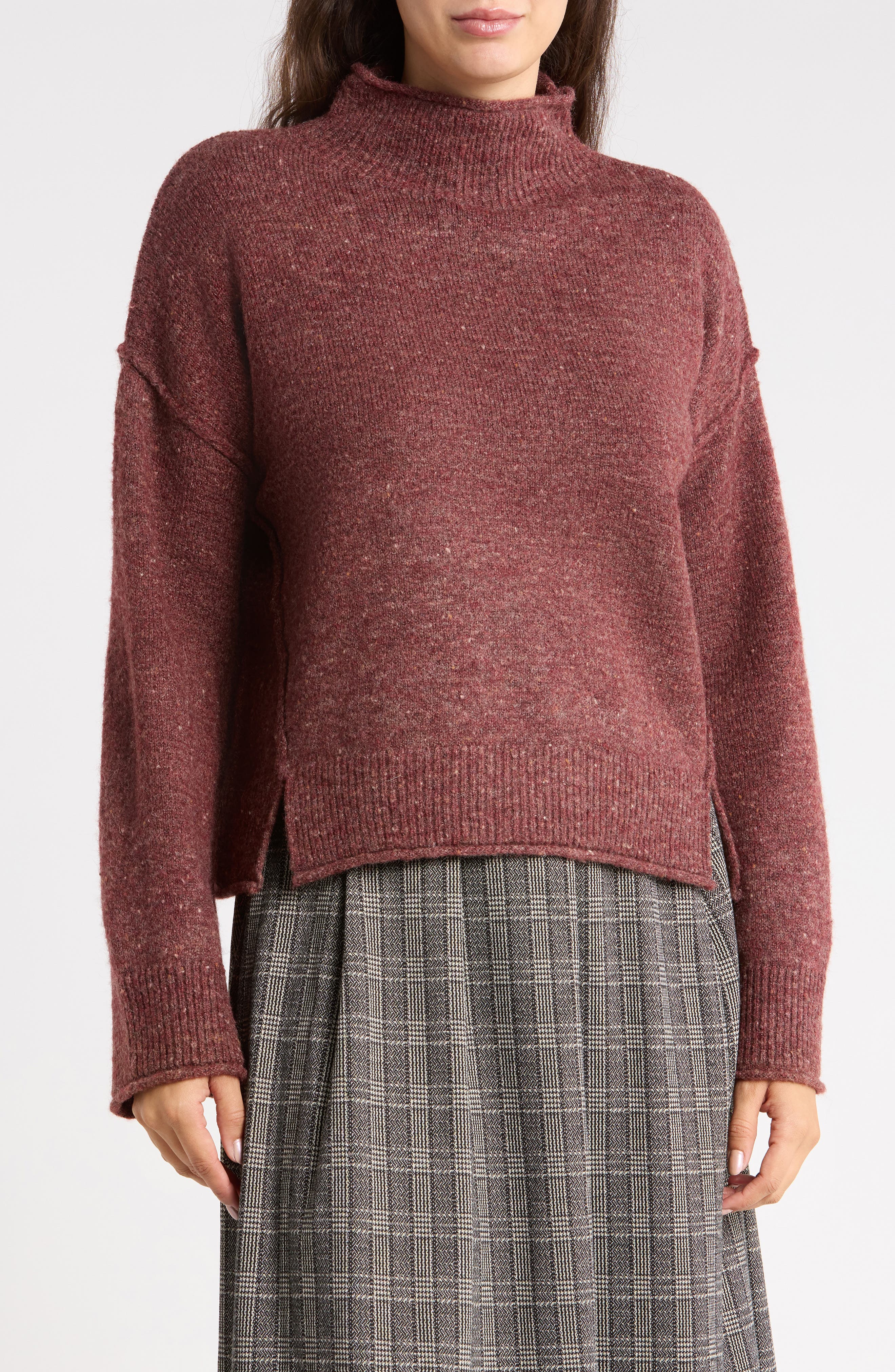 Tweedy Turtleneck Sweater