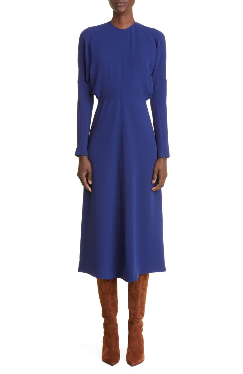 Victoria Beckham Dolman Long Sleeve Cady Crepe Midi Dress, Main, color, 