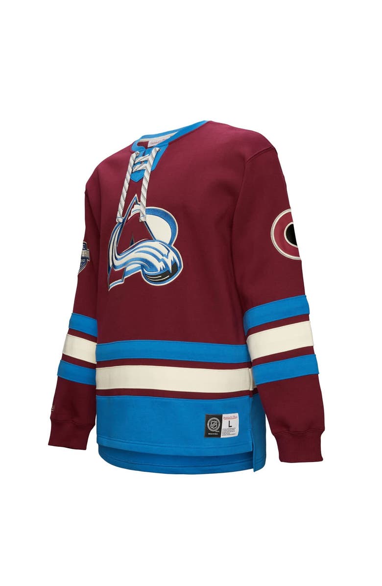Mitchell & Ness Men's Burgundy Colorado Avalanche Heritage Lace-Up Pullover Sweatshirt, Alternate, color, Burgundy