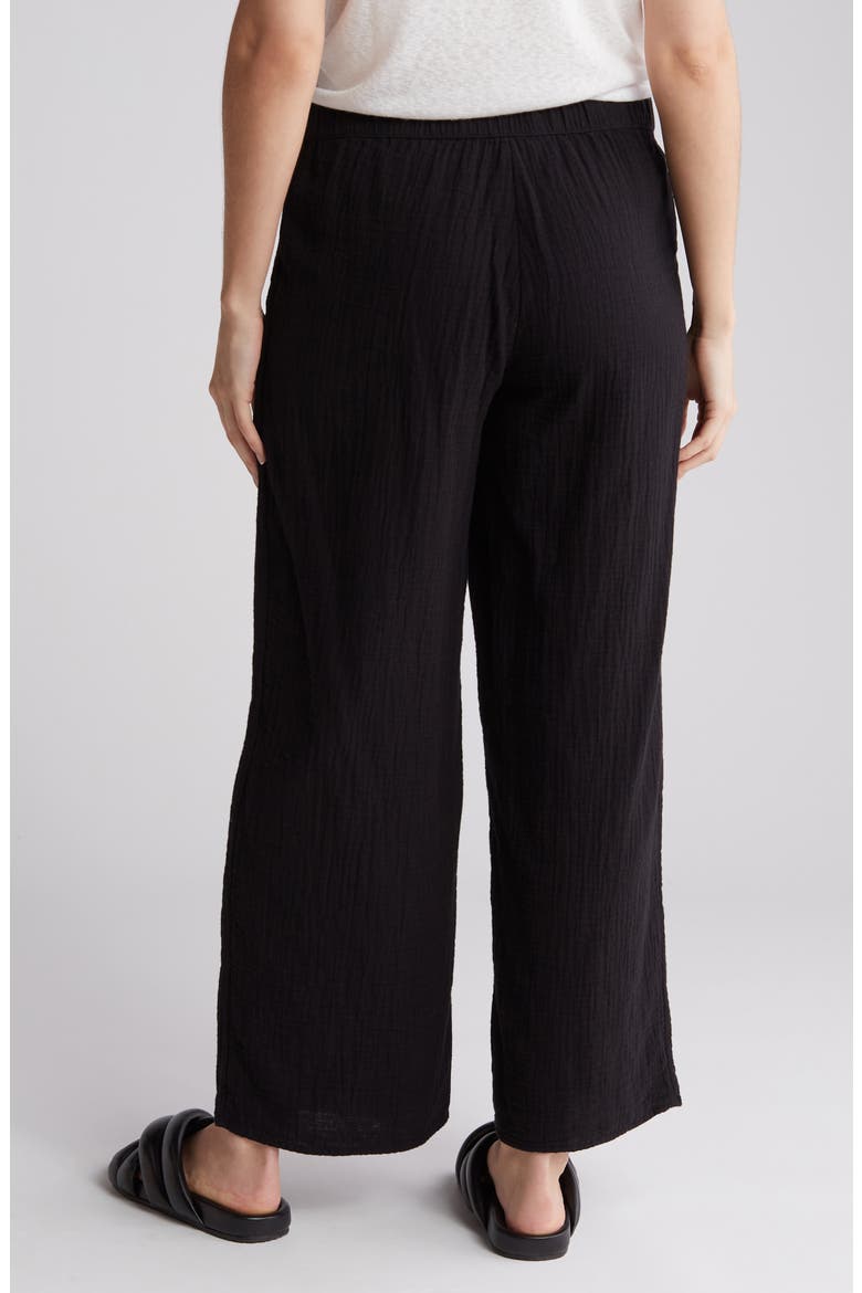Cotton Gauze Pull-On Pants, Alternate, color, BLACK