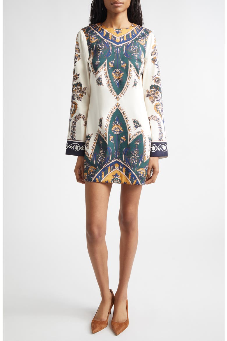 Long Sleeve Cromwell Minidress, Main, color, ECRU MULTI