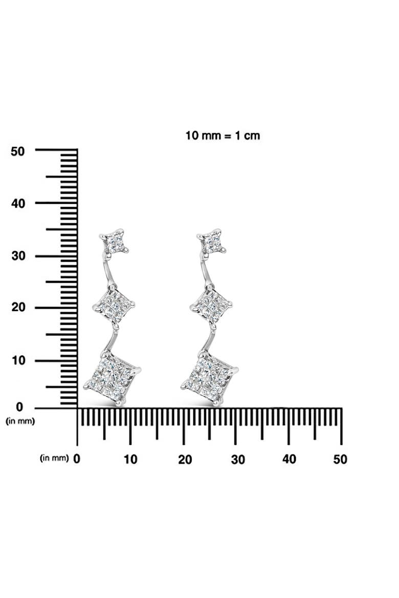 14K White Gold 1 cttw Princess Cut Diamond Earrings, Alternate, color, White