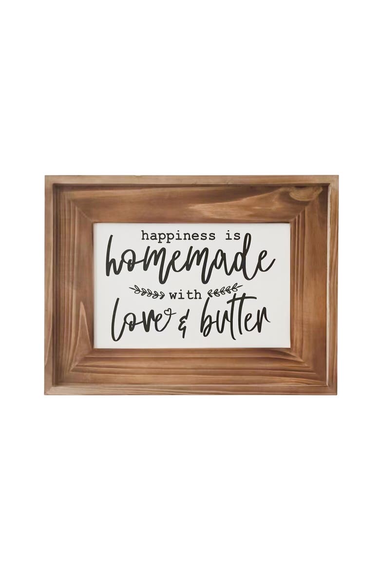 Love and Butter Kitchen Wall Plaque with Frame, Main, color, Brown