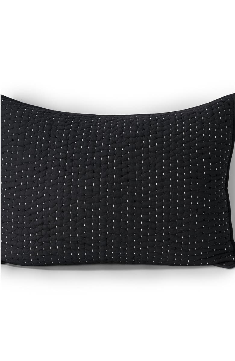 Lands' End Seed Stitch Quilted Pillow Sham, Alternate, color, Black Slate