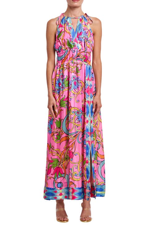 Elja Floral Keyhole Neck Maxi Dress