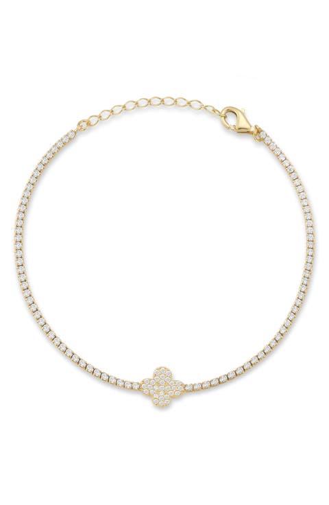 Cubic Zirconia Sterling SIlver Heart Tennis Bracelet