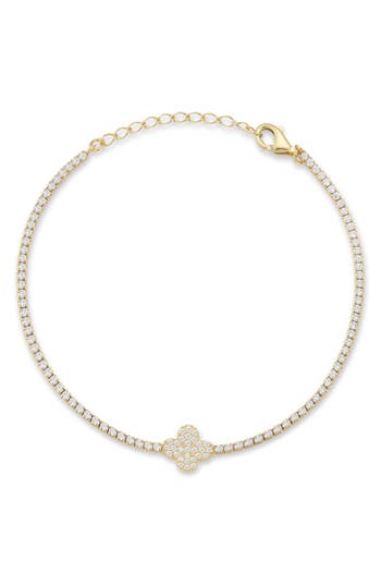 Glaze Jewelry Cubic Zirconia Sterling Silver Heart Tennis Bracelet In Gold