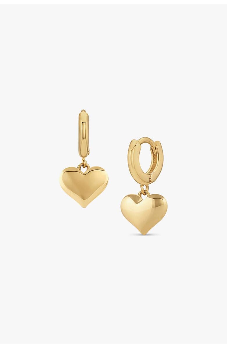 Bearfruit Jewelry 14k Gold Plated Dangling Puffed Heart Huggies Love-Inspired Style, Main, color, Gold